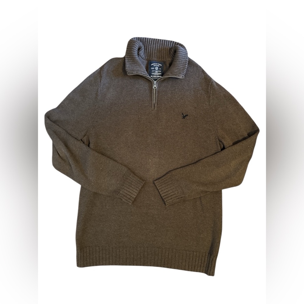 American Eagle Men's Brown Half-Zip Sweater, Size XLT